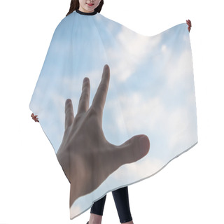 Personality  Hand Reaching To Sky. Hair Cutting Cape