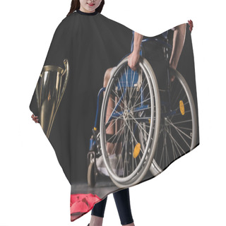 Personality  Paralympic In Wheelchair With Trophies Hair Cutting Cape