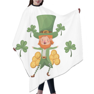 Personality  Leprechaun With Coin And Clover Isolated Icon Hair Cutting Cape