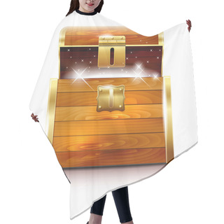 Personality  Wooden Chest With Glowing Treasure On White Background Hair Cutting Cape