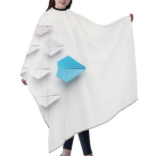 Personality  One Blue Paper Plane Leading Group Of White Ones Hair Cutting Cape