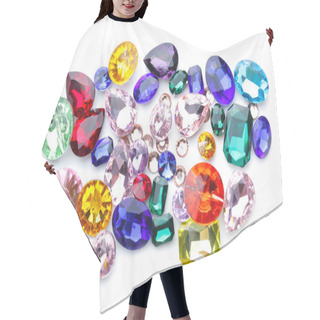 Personality  Different Precious Stones For Jewellery On White Background Hair Cutting Cape
