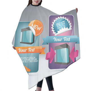 Personality  Banner Set For Sale With Stickers And Labels. Vector Illustration. Hair Cutting Cape