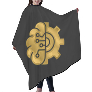 Personality  Artificial Intelligence Gold Plated Metalic Icon Or Logo Vector Hair Cutting Cape