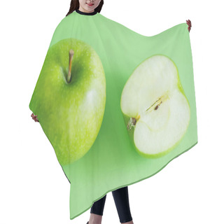 Personality  Top View Of Delicious And Fresh Apples On Green Hair Cutting Cape