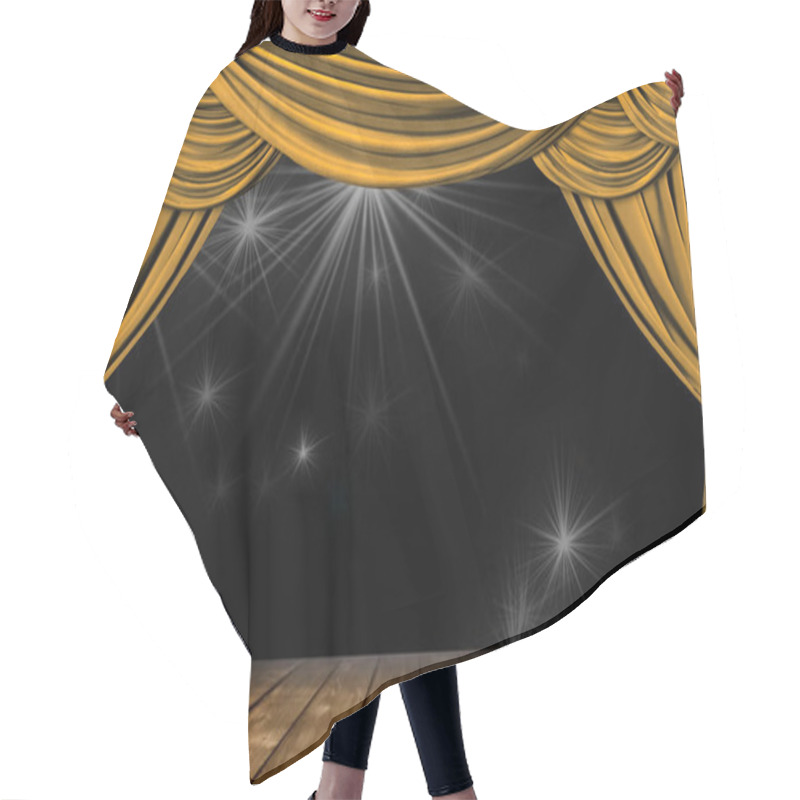 Personality  Theatre Curtain And Lighting On Stage. Illustration Of The Curtain Of Theater. Hair Cutting Cape