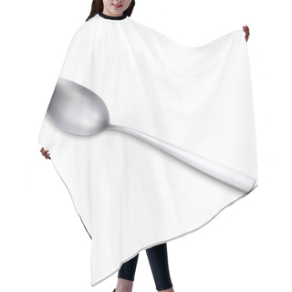 Personality  Vector Illustration Of Realistic Metal Spoon. Hair Cutting Cape