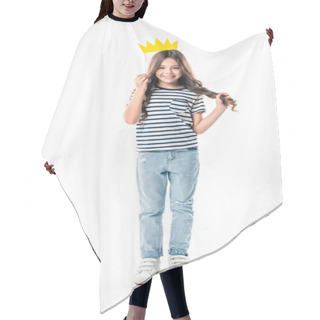 Personality  Child With Paper Crown On Stick Hair Cutting Cape