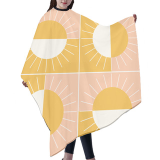 Personality  Cute Minimal Painting Of Sunset And Sunrise In Yellow, Peach And White. Simple Geometric Pattern. Great For Home Decor, Fabric, Wallpaper, Gift Wrap, Stationery, And Design Projects.  Hair Cutting Cape