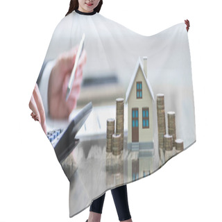 Personality  Estate Real House Price And Insurance On Desk Hair Cutting Cape
