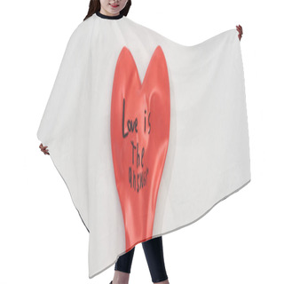 Personality  Top View Of Balloon With Love Is Answer Lettering On Grey Background, Panoramic Shot Hair Cutting Cape