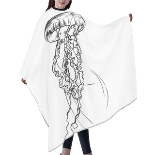 Personality  Vector Illustration Jellyfish. Painted By Hand. Hair Cutting Cape