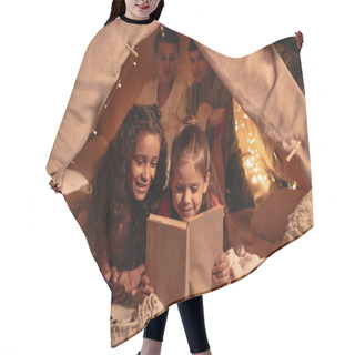 Personality  Multicultural Girls Reading Book Hair Cutting Cape