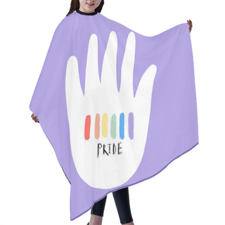 Personality  Gay Pride LGBT Concept. Rainbow Colored Hand. Cartoon Style Vector, Colorful Illustration. Hair Cutting Cape