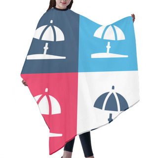 Personality  Beach Umbrella Blue And Red Four Color Minimal Icon Set Hair Cutting Cape