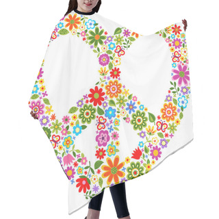 Personality  Heart Peace Symbol With Floral Pattern Hair Cutting Cape