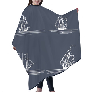 Personality  Sailing Ship In The Ocean Set Hair Cutting Cape