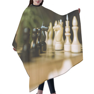 Personality  Chess Pieces Knights On Chessboard Hair Cutting Cape