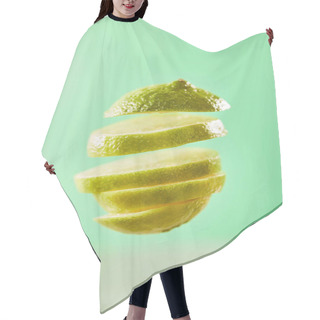 Personality  Top View Of Sliced And Ripe Lime On Green Background  Hair Cutting Cape