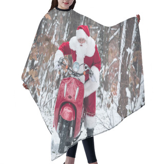 Personality  Santa Claus Riding Red Scooter Hair Cutting Cape