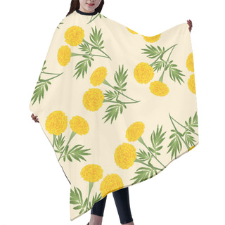 Personality  Yellow Marigold Seamless On Beige Ivory Background. Vector Illustration. Hair Cutting Cape