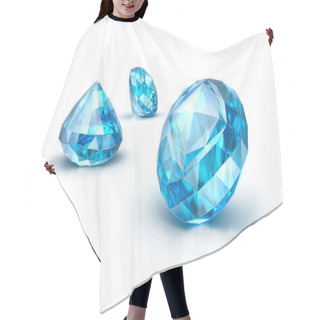 Personality  Blue Gemstones Isolated On White. Sapphire. Topaz. Tanzanite Hair Cutting Cape