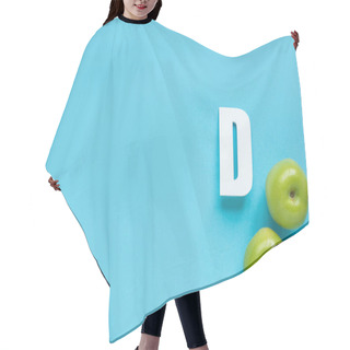 Personality  Top View Of Ripe Green Apples And Letter D On Blue Background Hair Cutting Cape