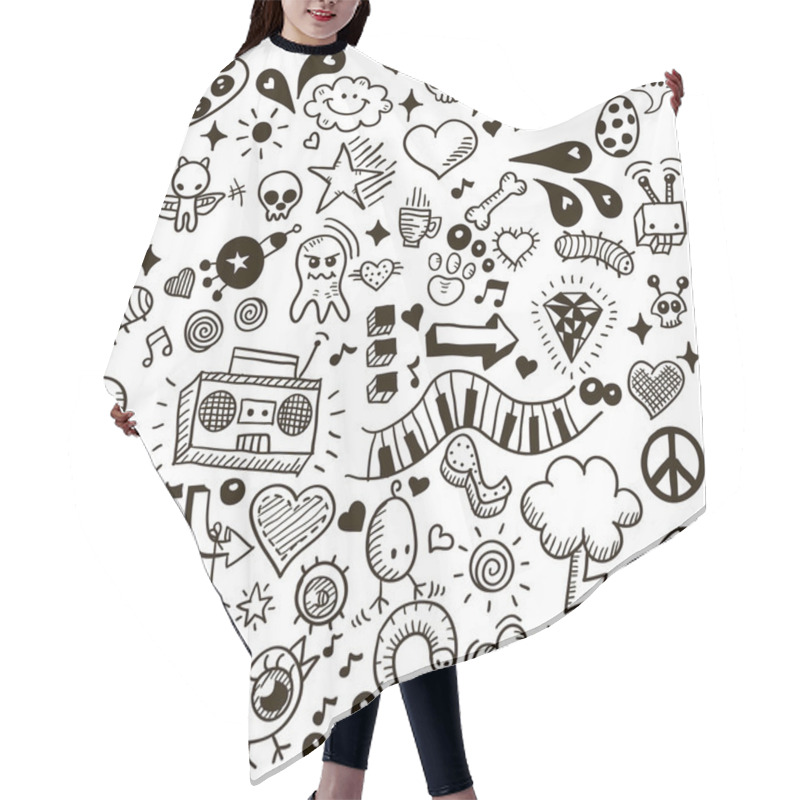 Personality  Set of hand drawing icons hair cutting cape