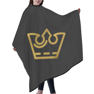 Personality  Crown Gold Plated Metalic Icon Or Logo Vector Hair Cutting Cape