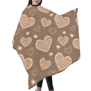 Personality  Vector Brown Background With Hearts. Hair Cutting Cape