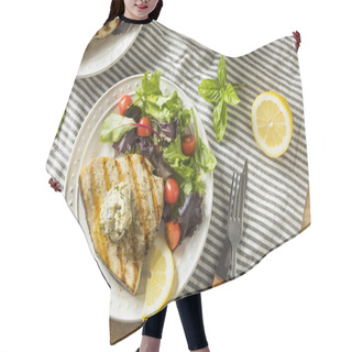 Personality  Organic Grilled Swordfish Steak With A Side Salad Hair Cutting Cape