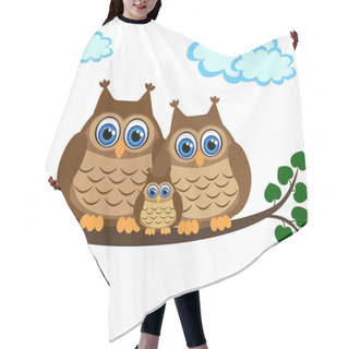 Personality  Family Of Owls Sat On A Tree Branch Hair Cutting Cape