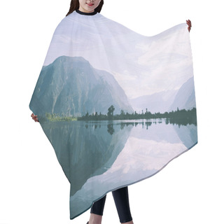 Personality  Painted Blue Sky With Clouds And Mountains And Lake  Hair Cutting Cape
