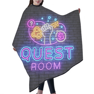 Personality  Escape Room Neon Sign Vector. Quest Room Design Template, Light Banner, Night Signboard, Nightly Bright Advertising, Light Inscription. Vector Illustration Hair Cutting Cape