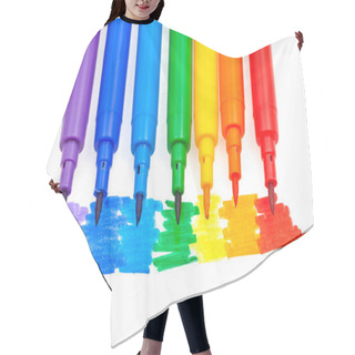 Personality  Rainbow Color Felt Pens Hair Cutting Cape