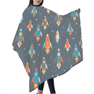 Personality  Seamless Vector Pattern Of Colorful Spaceships Hair Cutting Cape
