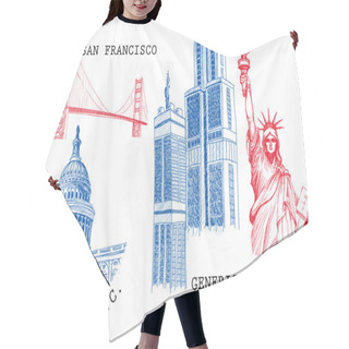 Personality  USA Famous Cities Architecture And Landmarks Hair Cutting Cape