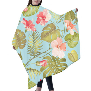 Personality  Seamless Tropical Flower. Hair Cutting Cape