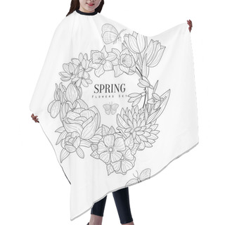 Personality  Wrath Of Spring Flowers Hand Drawn Realistic Sketch Hair Cutting Cape