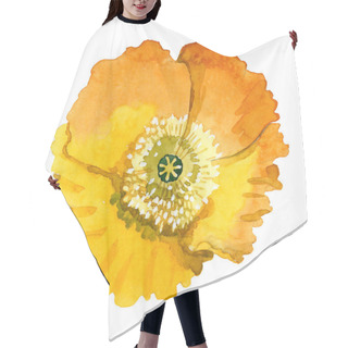 Personality  Yellow Poppy Floral Botanical Flowers. Watercolor Background Illustration Set. Isolated Poppies Illustration Element. Hair Cutting Cape