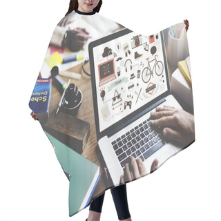 Personality  Laptop With Online Communication On Monitor Hair Cutting Cape