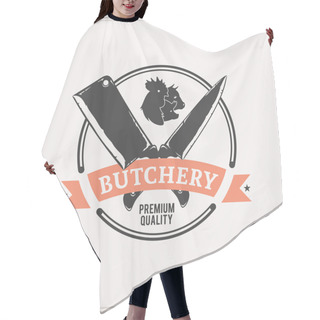 Personality  Butchery Logo, Meat Label Template With Farm Animals Icons And Knives Hair Cutting Cape