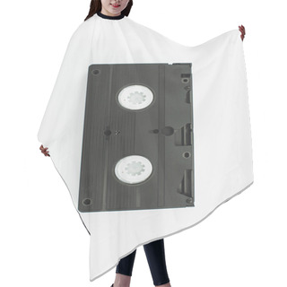 Personality  Top View Of Black VHS Cassette On White Background Hair Cutting Cape