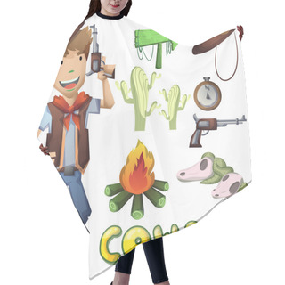 Personality  Cowboy Vector Cartoon With Separated Layer Hair Cutting Cape