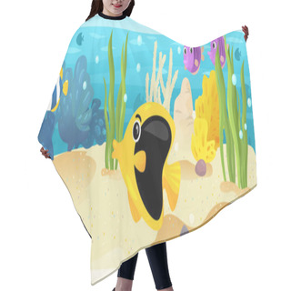 Personality  Cartoon Ocean And The Mermaid In Underwater Kingdom Swimming With Fishes - Illustration For Children Hair Cutting Cape