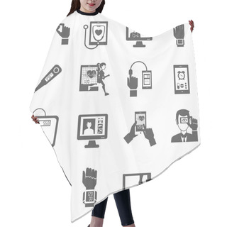 Personality  Digital Health Icons Set Hair Cutting Cape