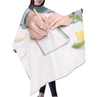 Personality  Man Writing In Diary Hair Cutting Cape