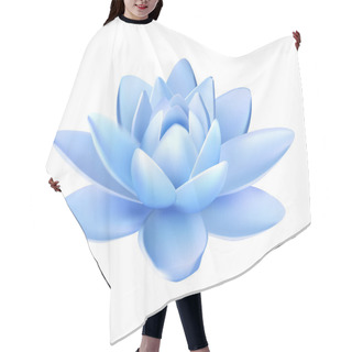 Personality  Vector Isolated Flower Of Lotus With Light Blue Petals With Reflection On White Background 3d Vector Illustration Hair Cutting Cape