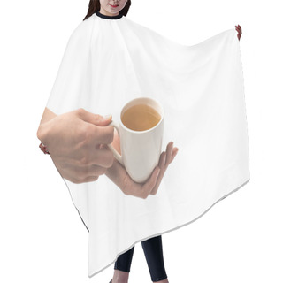 Personality  Cup Of Herbal Tea In Hands Hair Cutting Cape