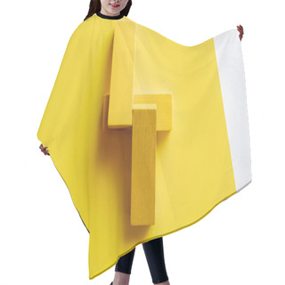Personality  Top View Of Four Tetragonal Blocks On Yellow Background Hair Cutting Cape